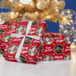 Papel De Presente 2 Fotografias Feliz e Bright Christmas Family Name<br><div class="desc">Impressão o nome da criança neste papel de embrulho vermelho para adicionar um toque festivo a qualquer presente de Natal que você dê.</div>