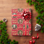 Papel De Presente 2 Fotografias Feliz e Bright Christmas Family Name<br><div class="desc">Impressão o nome da criança neste papel de embrulho vermelho para adicionar um toque festivo a qualquer presente de Natal que você dê.</div>
