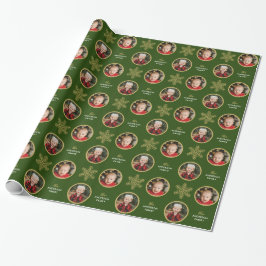 Papel De Presente 2 Fotografias Floco de Neve Único Natal Verde