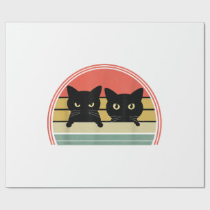 Papel De Presente 2 Gatos Pretos Purgando Vintage Retro Cat Animal L