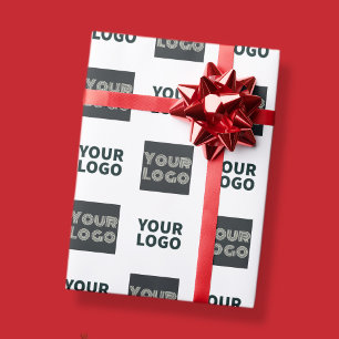 Papel De Presente 2 Logotipos Simples Logotipo Repetitivo Branco