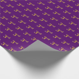Papel De Presente 3º Evento Dourado Roxo, Faux
