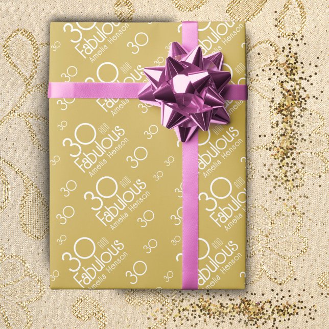 Papel De Presente 30 e Fabuloso aniversário de 30 anos moderno (Criador carregado)