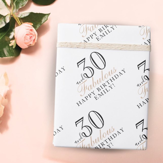 Papel De Presente 30 e Fabuloso Script Elegante Aniversário de 30 an (Criador carregado)