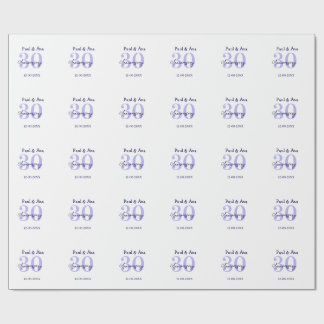 Papel De Presente 30th anniversary purple bold letter name simple re