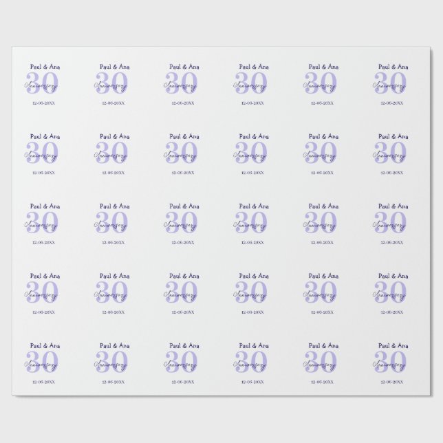 Papel De Presente 30th anniversary purple bold letter name simple re (Aberto)