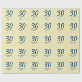 Papel De Presente 30th birthday add name date year yellow blue paste