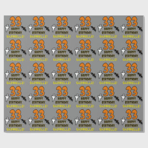 Papel De Presente 33.º aniversário: Tema do Dia das Bruxas, Nome Per