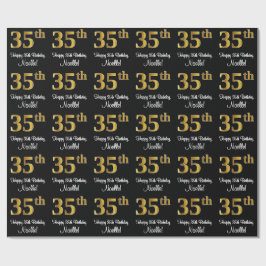 Papel De Presente 35.º aniversário: Elegante Luxurioso Faux Dourado 