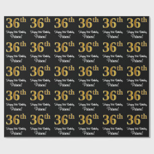 Papel De Presente 36.º aniversário: Elegante Luxurioso Faux Dourado