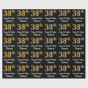 Papel De Presente 38.º aniversário: Elegante Luxurioso Faux Dourado