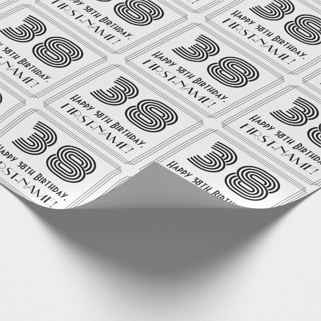 Papel De Presente 38.o aniversário: Art Deco Inspirated Style "38" + (Ponta)