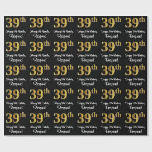 Papel De Presente 39º aniversário: Olhar Dourado Elegante Luxurioso