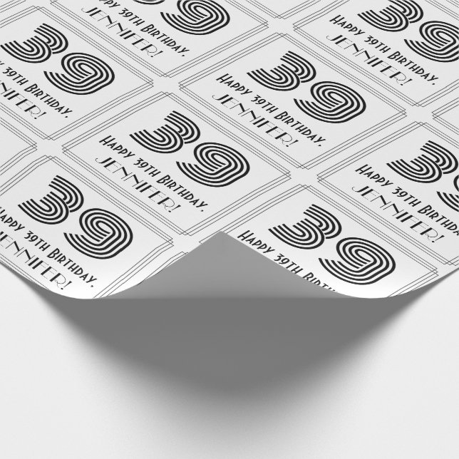 Papel De Presente 39.o aniversário: Art Deco Inspirated Style "39" + (Ponta)