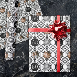 Papel De Presente 3 Foto 50º aniversário Deco de Arte Branca Negra