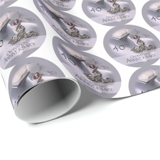 Papel De Presente 40ª Ordenação Parabéns de Aniversário, Hosts (Ponta do rolo)