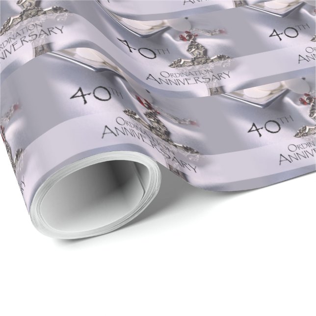 Papel De Presente 40ª Ordenação Parabéns de Aniversário, Hosts (Ponta do rolo)