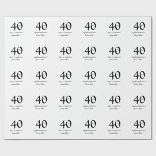 Papel De Presente 40 anos envelhecido à perfeição aniversário nome s
