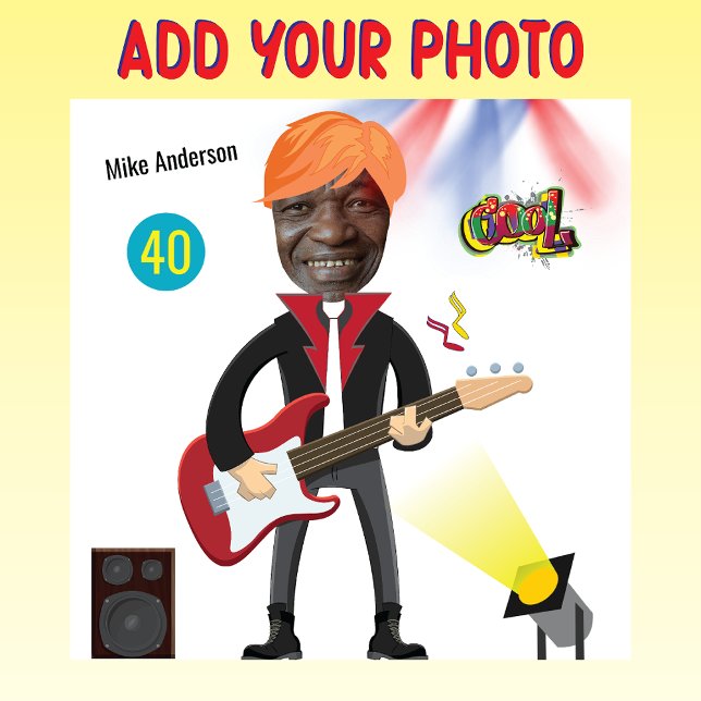 Papel De Presente 40th Mens 🎸 🤣 Rockstar Birthday Guitar Funky Div (Criador carregado)