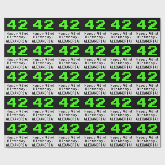 Papel De Presente 42º Aniversário - Estilo Nerdy / Geeky "42" e Nome (Aberto)