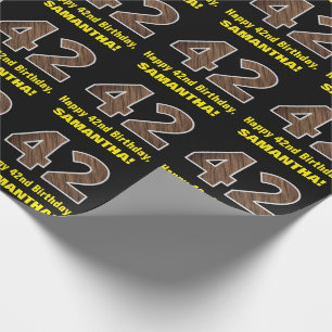 Papel De Presente 42º Aniversário: Nome e Faux Padrão de Grãos de Ma