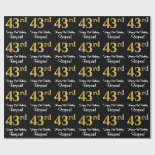 Papel De Presente 43º Aniversário: Elegante Luxurioso Faux Dourado L