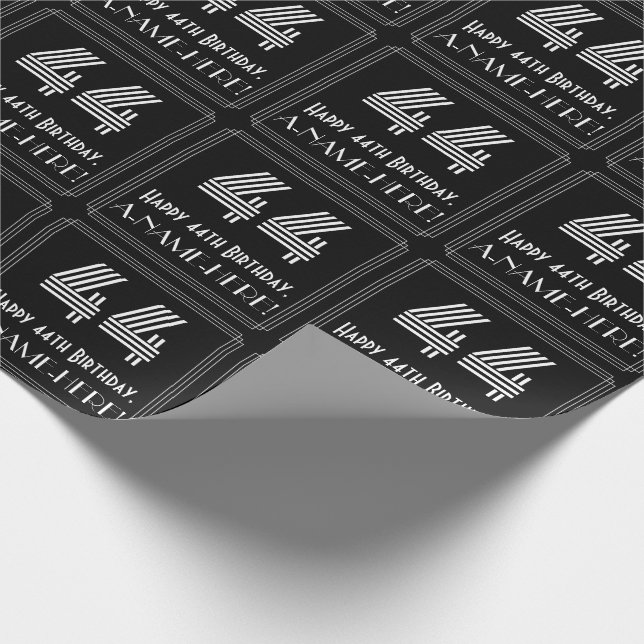 Papel De Presente 44 Aniversário: Art Deco Inspirou "44" com nome (Ponta)