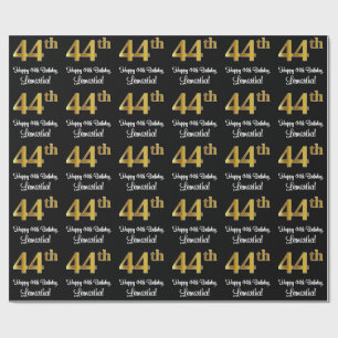 Papel De Presente 44 Aniversário: Elegante Luxurioso Faux Dourado Lo