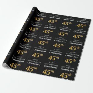 Papel De Presente 45.o aniversário: Olho Elegante, Preto, Falso Dou