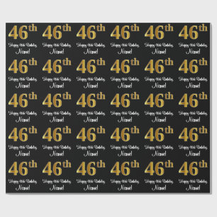 Papel De Presente 46.º aniversário: Elegante Luxurioso Faux Dourado