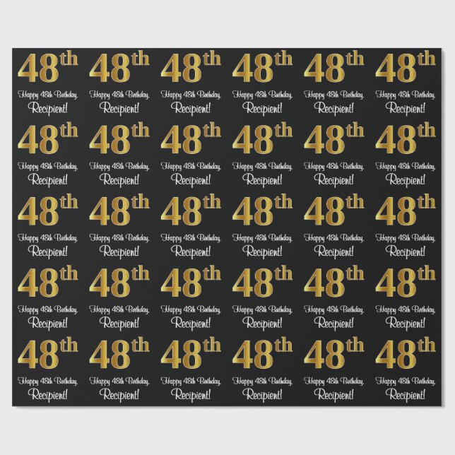 Papel De Presente 48º aniversário: Elegante Luxurioso Faux Dourado v (Aberto)