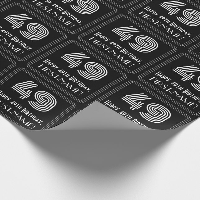 Papel De Presente 49.º aniversário: Art Deco Inspirou "49" com nome (Ponta)