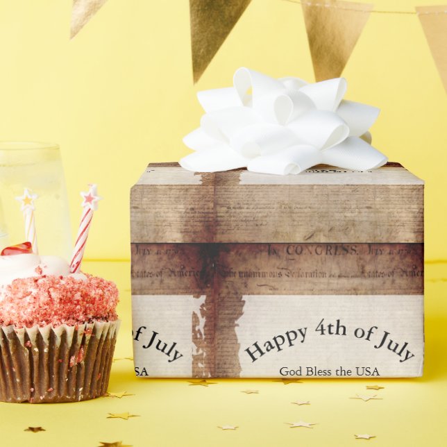 Papel De Presente 4 de julho 📜 Declaração de Independência (Festa de aniversário)