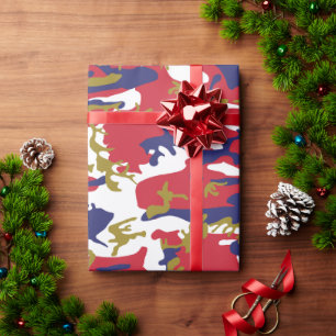 Papel De Presente 4 de Julho, Dia da Independência, Camuflagem Doura