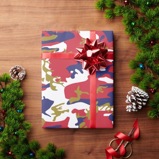 Papel De Presente 4 de Julho, Dia da Independência, Camuflagem Doura (Presente de Natal)