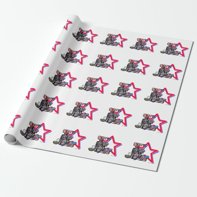 Papel De Presente 4 de julho - Letra Grande Estrela (Desenrolado)