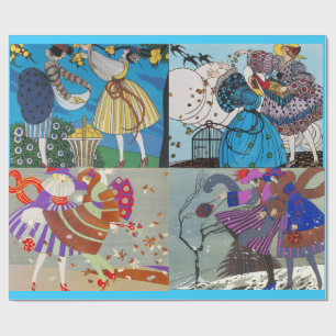 PAPEL DE PRESENTE 4 ESTAÇÕES ARTDECO BEAUTY FASHION ILLUSTRATION