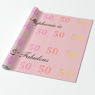 Papel De Presente 50º Aniversário Cinquenta Fabulosa Nome Rosa Mante