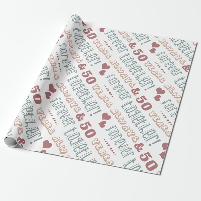 Papel De Presente 50º aniversário de casamento bonito (Desenrolado)
