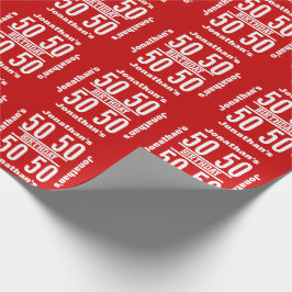 Papel De Presente 50º aniversário Design de texto Vermelho Vermelho 