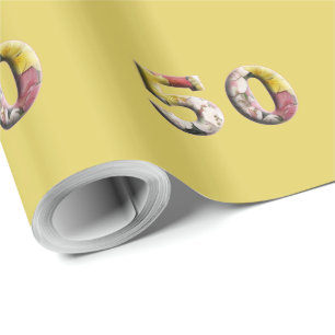 Papel De Presente 50º Aniversário Milestone Design Floral