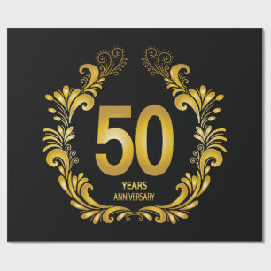 Papel De Presente 50 anos de aniversário Dourado da Glitter