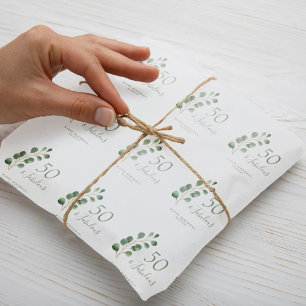 Papel De Presente 50 e fabuloso eucalipto verde sálvia aniversário 