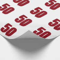 50th Aniversário, texto vermelho no branco