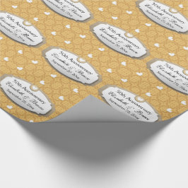 Papel De Presente 50th Ouro Z05 do aniversário de casamento do