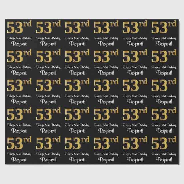 Papel De Presente 53º Aniversário: Elegante Luxurioso Faux Dourado L (Aberto)