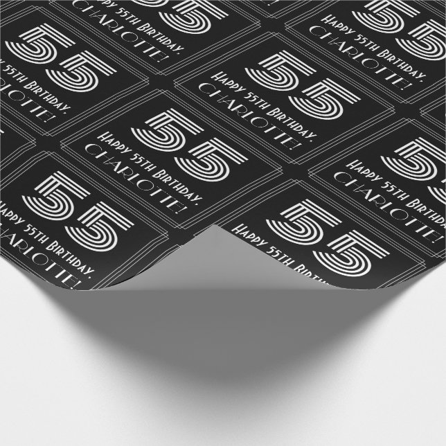 Papel De Presente 55.º aniversário: Art Deco Inspirou "55" com nome (Ponta)
