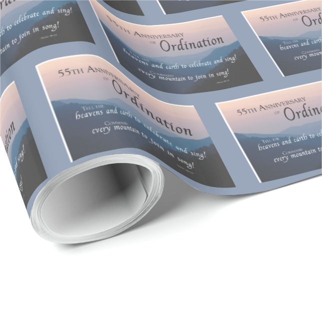 Papel De Presente 55.o aniversário dos Parabéns pela Ordenação (Ponta do rolo)
