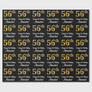 Papel De Presente 56.o aniversário: Aspecto Dourado elegante de Fau