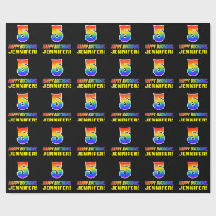 Papel De Presente 5 Aniversário: Negrito, Divertido, Simples, Arco-